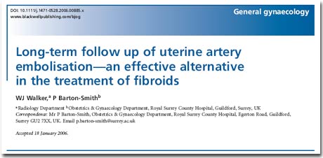 Download the paper: Long term follow up of uterine artery embolisation - an effective alternative in the treatment of fibroids.